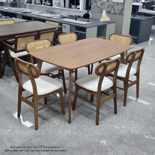ชุดโต๊ะอาหาร 6 ที่นั่ง WISDOM DESIGN FURNITURE รุ่น MAKI 150 ซม. สีวอลนัท_4